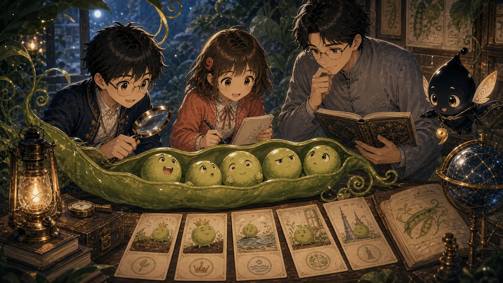五粒豆在豆荚里形成不同愿望