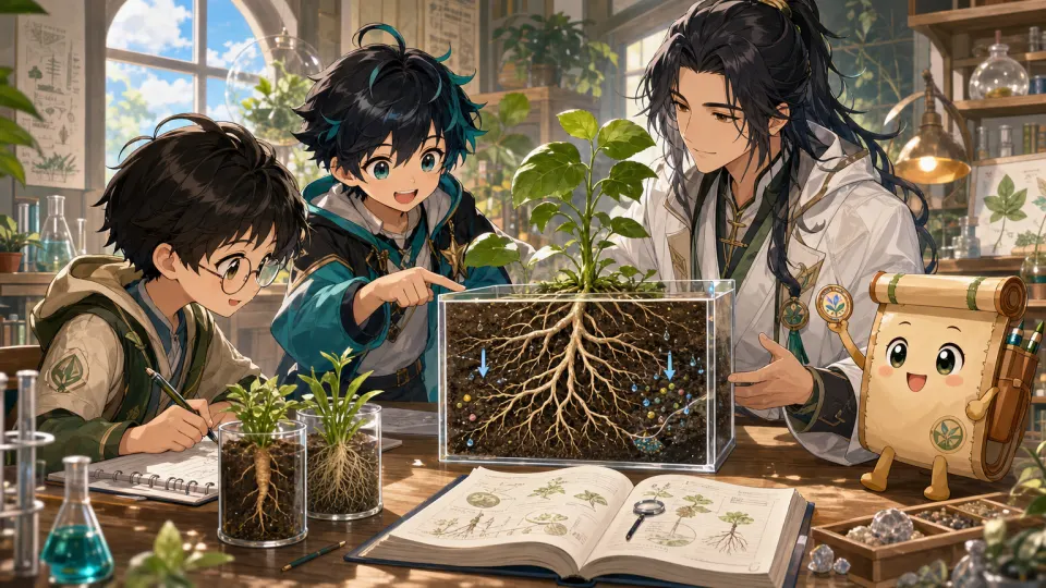 科学探险队围着植物根系观察报告整理根的作用结论